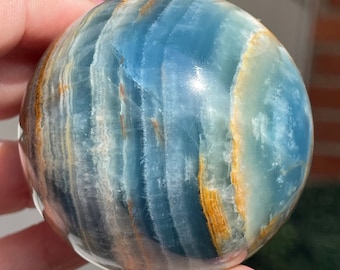 Blue Onyx XL Sphere AAA Grade Quality Crystals, Banded onyx Statement Ball