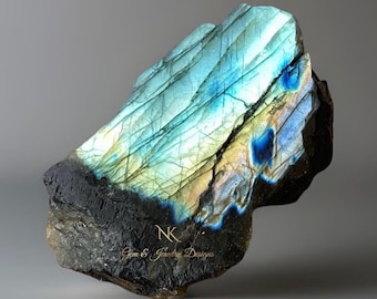 Labradorite Rough Slab with Gold Blue Flash | Raw Mineral specimens