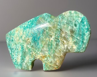 Chrysocolla in Quartz High Quality Buffalo Animal Sculpture (55)
