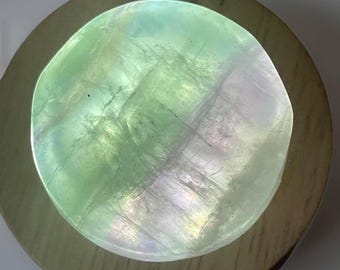 Candy Watermelon Fluorite Freeform • Pastel Colors Polished Fluorite Gem • Crystal Pebble • Soft Blue Pocket Stone • Meditation Travel Rock
