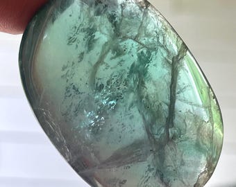 Candy Fluorite Palm Stone, Natural Polished Worry Stone, Crystal Pocket Specimen (52)
