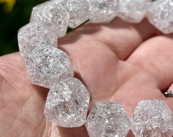 Crackle Quartz Faceted bead Bracelet with  Rainbows, Crystal beaded bracelet gifts, #8