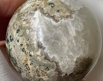 Old Stock Ocean Jasper Sphere with Quartz • Madagascar Jasper Crystal Ball • Orbicular Jasper with flowers • Bubble Ocean Jasper