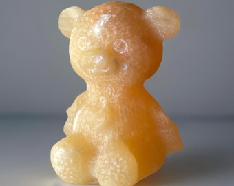 Orange Calcite Cute Sitting Bear Crystal Figurine - #6