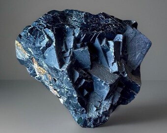 Black Rose Fluorite Specimen - Rare Cubic Crystal Cluster - Collector's Mineral Display - Natural Geometric Rock Formation