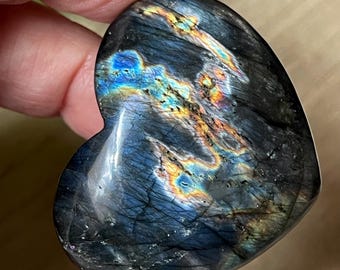 Spectrolite Labradorite Crystal Heart - Natural Rare Crystal from Finland