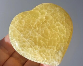 Honeycomb Lemon Calcite Large Crystal Heart (31)