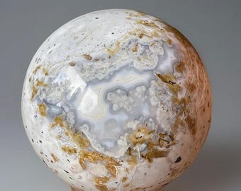 Old Stock Marovato Ocean Jasper Sphere, Orbicular Jasper, AAA Grade Ocean Bubble Jasper Ball