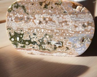 8th Vein Ocean Jasper Slab • Orbicular Jelly Jasper Crystal Slice