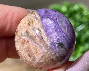 Charoite HQ Small Sphere with a Flash and beautiful Pink and Purple patterns, #79