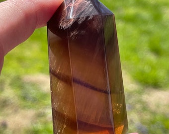 Deep Honey Fluorite Tower, AAA HQ Crystals, #80