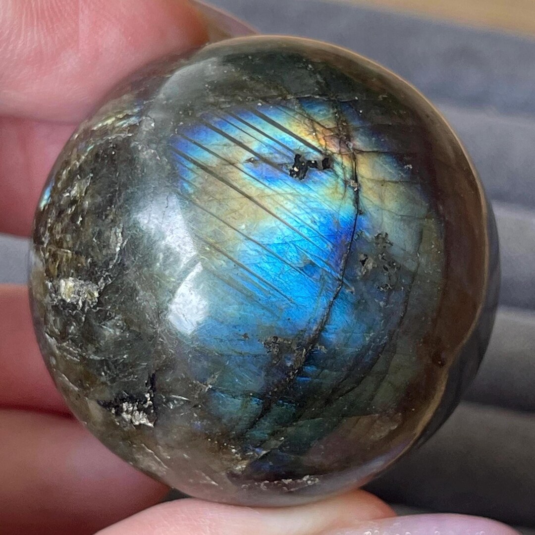 Spectrolite Blue Spectrolite Sphere - Blue & Gold Crystal Ball - Natural Polished Stone ...