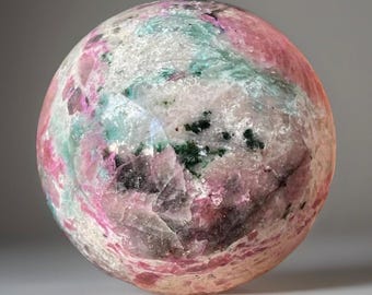 Cobalto Calcite with Malachite Inclusions Sphere, Collector’s Congo cobaltoan calcite, HQ Crystals A Must-Have Collectible