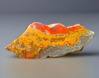 Moroccan Scenic Agate with Hematite – Polished Collector Crystal, Natural Agate Specimen, Orange & Red Agate Freeform