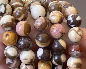 Chocolate Jasper Beaded Bracelet - 8mm, Australian Zebra Stone Crystal Bracelet, Stacking Jewelry, Layering Stretch Bracelet