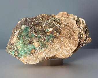 Natural Emerald (Beryl) in Matrix Crystal Specimen with Chalcopyrite & Mica (1)