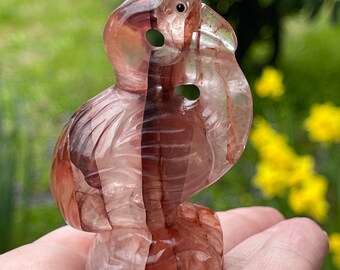 Fire Quartz Flamingo Bird Carving, #02