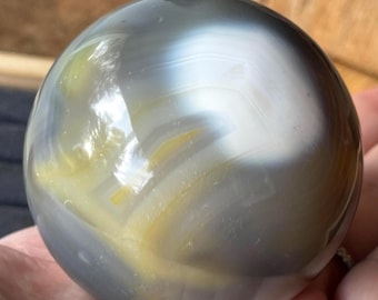 Orca Agate XXL Statement Sphere: Grey and White Crystal Ball with a Druzy Cave ( 422 )