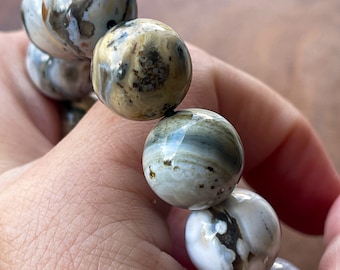 8th Vein Ocean Jasper Bracelet -15/16mm beads, Orbicular Ocean Jasper Jewelry