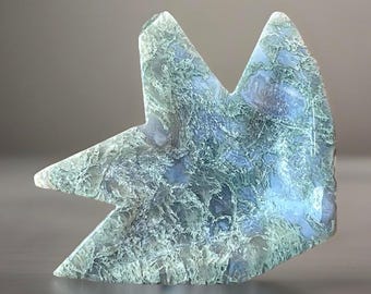 Moss Agate Large Bird Crystal Tray, Natural Stone Trinket Dish, Earthy Home Decor