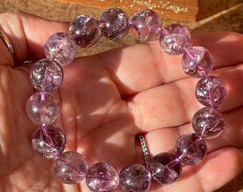 Rainbow Amethyst Bracelet - Stretch 13mm beads, Rare Gemstone Beads, Unique Handmade Jewelry Gift