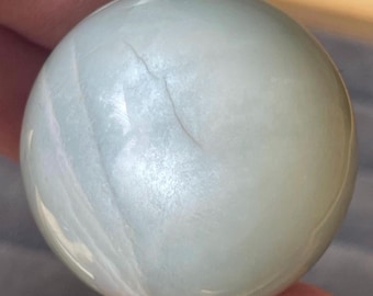Sage Moonstone Sphere, Natural Silky Blue Green Moonstone Orb - 34mm (17)