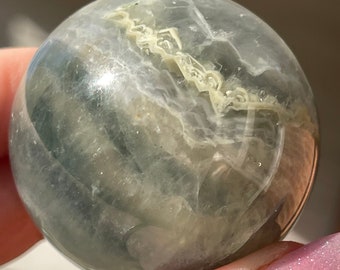 Fluorite Sphere with Waves , AAA Crystals Metaphysical Fluorite Ball