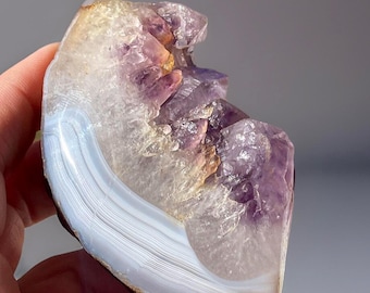 Amethyst & Lace Agate Natural crystal Cluster • Unique Agate Specimen • Rough Crystals and Gems