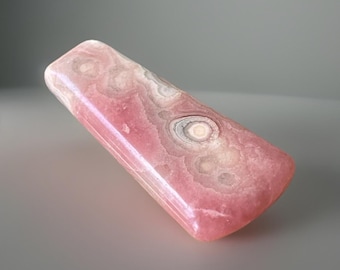 Genuine Rhodochrosite Slice from Argentina, Natural Pink Crystal, Unique Polished Rock