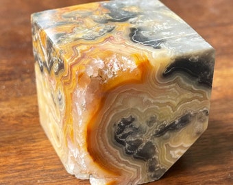 Crazy Lace Agate Druzy Cube