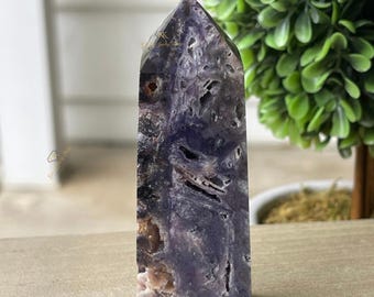 Purple Sphalerite Druzy Tower, Druzy Crystal Point - No. 33