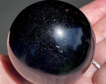 Black Tourmaline Sphere, Premium Schorl Crystal Ball from Madagascar, Natural Black Polished Crystal