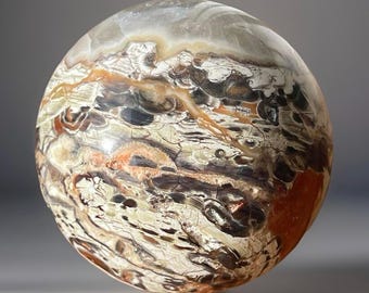 Money Agate Sphere with Quartz • Fortune Agate Crystal