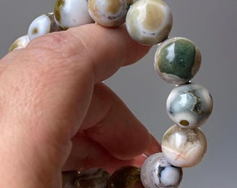 8th Vein Ocean Jasper Bracelet Big beads, Orbicular Ocean Jasper, old stock, collectors edition
