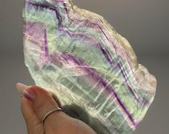Fluorite XXL Statement Slab: HQ Fluorite Polished Crystal (340)