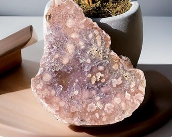 Amethyst Flower Agate Slab – Pink Amethyst Crystal Freeform | Natural Gemstone Display Piece | Unique Collector's Gift