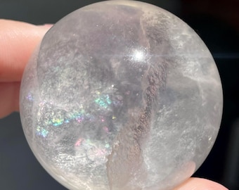 White Fluorite Sphere : HQ Rare Fluorite Polished Crystal Orb (75)