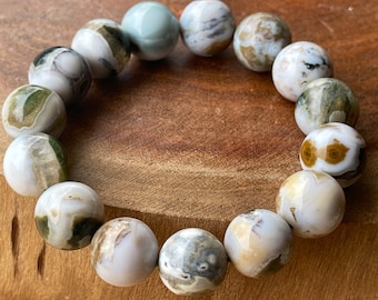 8th Vein Ocean Jasper Bracelet with large beads | Orbicular Ocean Jasper, old stock, collectors edition | AAA Grade Crystals