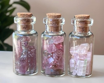 Gem Quality Pink Tourmaline Mini Crystal Vial - You Pick