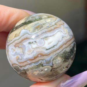 Orbicular Ocean Jasper Sphere, Natural Unique Madagascar Jasper Crystal Ball, Old Stock Ocean Jasper