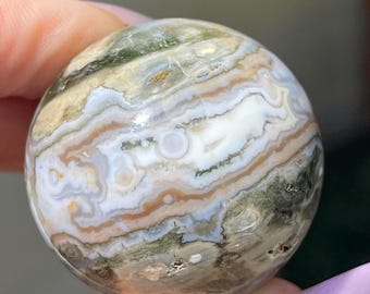 Orbicular Ocean Jasper Sphere, Natural Unique Madagascar Jasper Crystal Ball, Old Stock Ocean Jasper