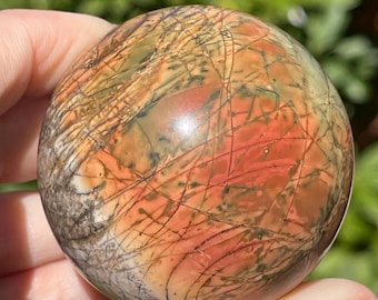 Feather Jasper Sphere from Utah – Natural Polished Collector Crystal Ball, Natural Large Jasper Specimen