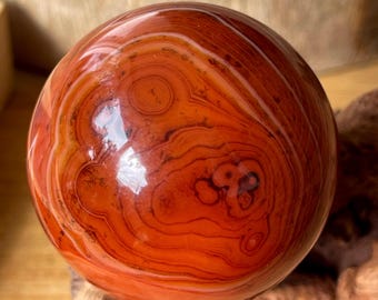 Carnelian Sardonyx Sphere - #436, Red Agate Unique Crystal Ball