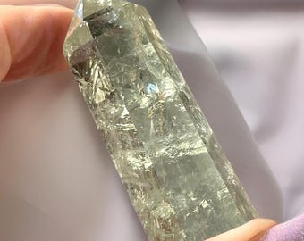 Prasiolite Tower with Rainbows -No. 89, Green Quartz Crystal Point