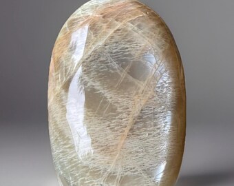 Peach Moonstone Freeform Strong Silver Flash  • Moonstone Natural Polished Stone Flame • Rare Crystal for Gifting & Collecting