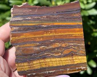 Tiger Iron Slab with Red & Yellow Metallic Colors, Front Polished Tiger Iron Tile with Hematite