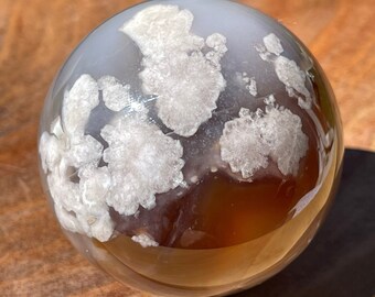 Flower Agate Sphere, Red Peach Jelly Agate & Pink Flower Crystal Ball, Unique Natural Mineral specimen