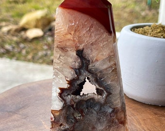 Carnelian Druzy Slab Tower | AAA Carnelian Agate | Candy Red Carnelian Point | Carnelian Crystal gift | Crystal Home Decor | Crystal Slabs