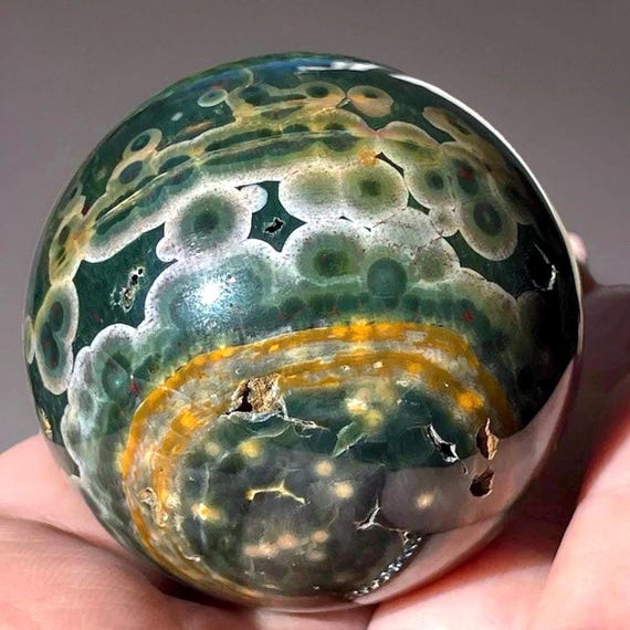 Kabamby Ocean Jasper Sphere, Natural Marovato Ocean Jasper, Green