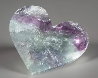 Blue Fluorite Heart, Natural Fluorite Crystal Carving, HQ Unique Gemstone (97)